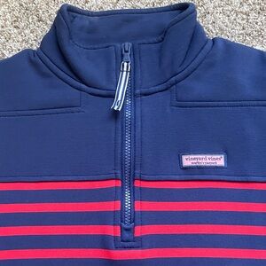 Vineyard Vines Blue and Pink Striped Half-Zip